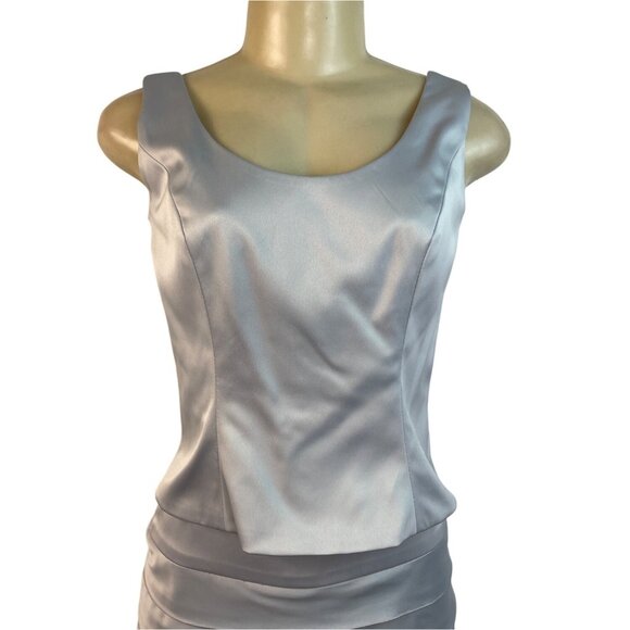 JS Collections Womens Silver Lace Jacket & Tiered Satin Skirt Formal Set Sz 2 - Picture 6 of 16